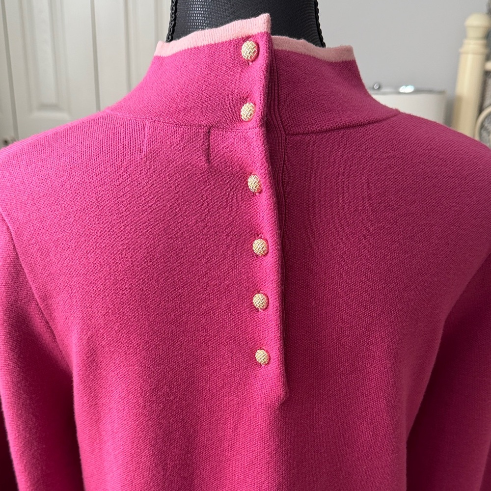 FATE Pink Mock Neck Knit Dress w/ Pockets & Gold Buttons NWT - Picture 4 of 10